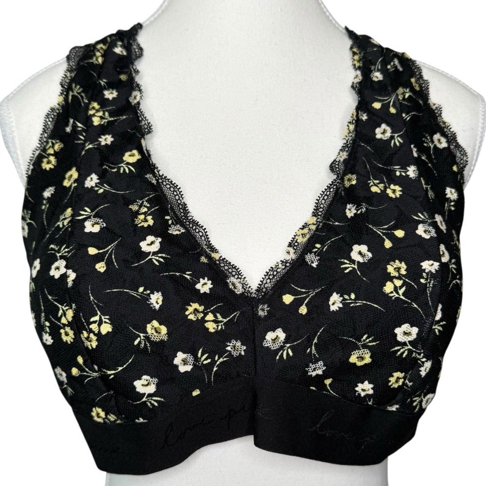 ▪️|EUC| VS PINK Lace Trim Padded Floral Strappy Bralette